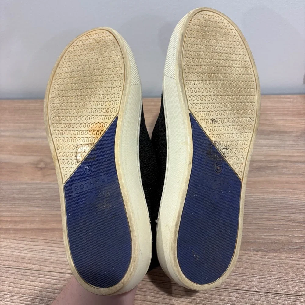 Rothy's The Chelsea Knit Slip On Sneaker Womens Black Size 7.5 Sustainable